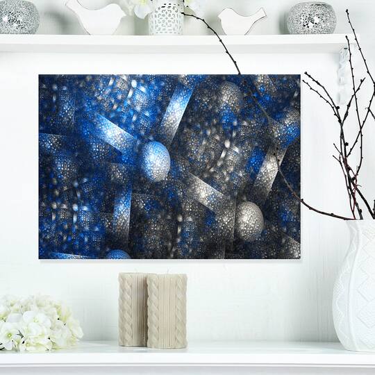 Designart - Crystal Cell Dark Blue Steel Texture